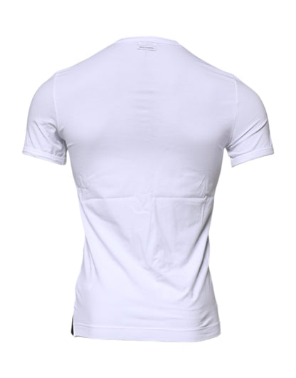 Dolce &amp; Gabbana Hvit Bomulls Stretch Crewneck Undertøy T-skjorte