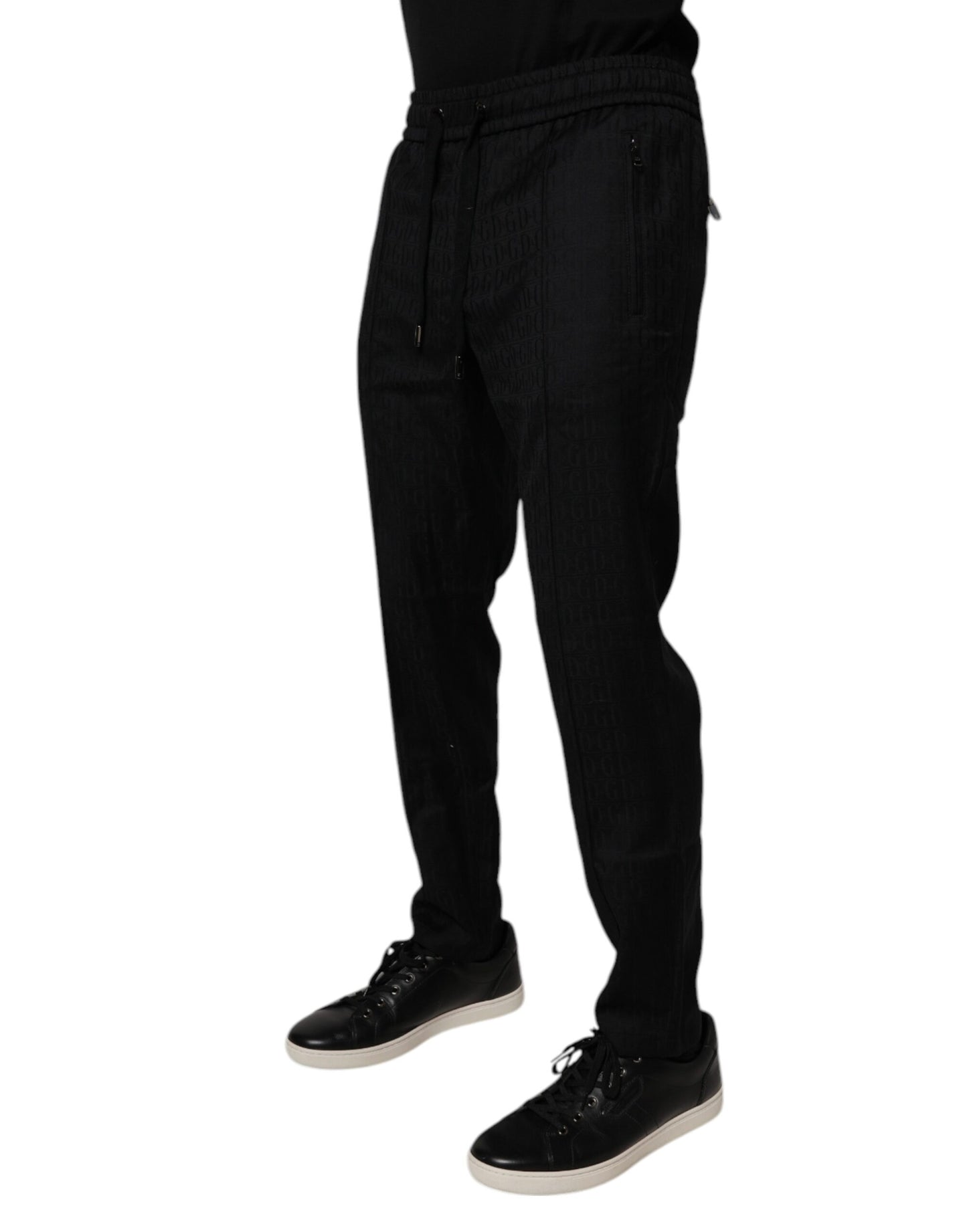 Dolce &amp; Gabbana svarta joggingbyxor i ull