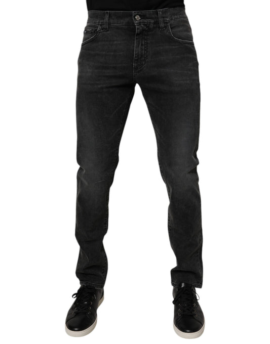 Dolce &amp; Gabbana Svarta Bomullsstretchiga Skinny Jeans Herr