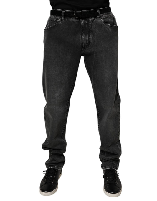 Dolce &amp; Gabbana Svarta Bomullsstretchiga Skinny Jeans Herr