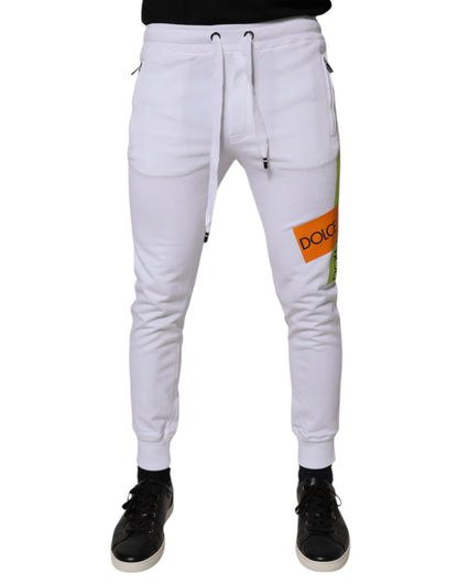 Dolce &amp; Gabbana hvite bomullsjoggebukser med logo