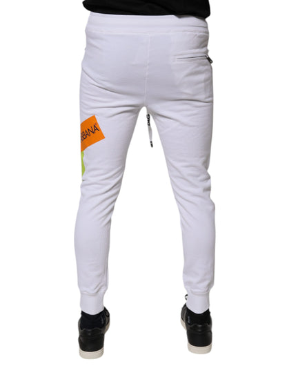 Dolce &amp; Gabbana hvite bomullsjoggebukser med logo