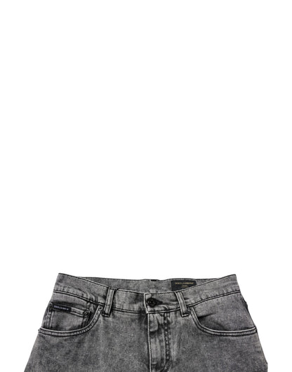 Dolce &amp; Gabbana mørkegrå vasket bomulls slim fit denimjeans
