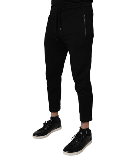 Dolce &amp; Gabbana svarta joggingbyxor i bomull