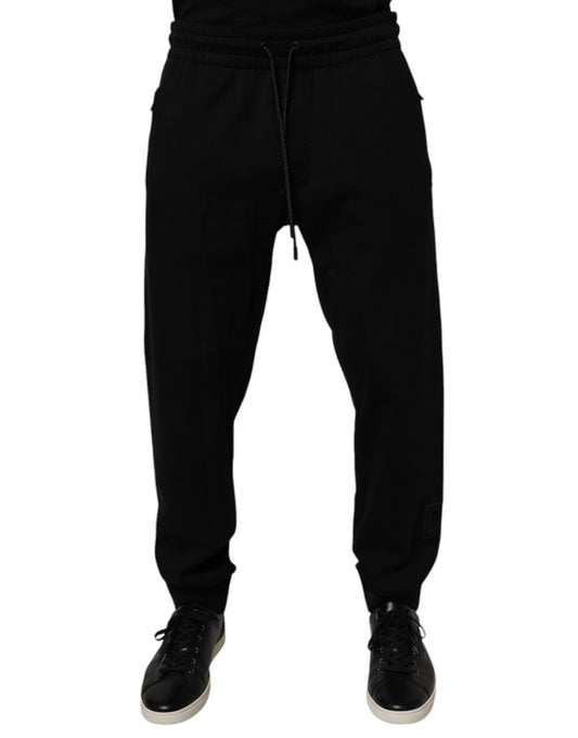 Dolce &amp; Gabbana svarta joggingbyxor i bomull