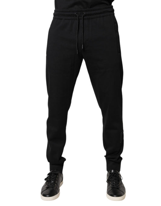 Dolce &amp; Gabbana svarta joggingbyxor i bomull