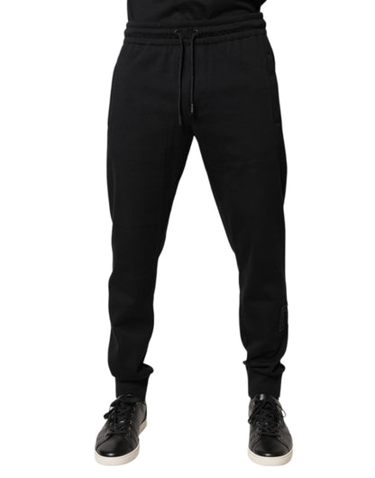 Dolce &amp; Gabbana svarta joggingbyxor i bomull