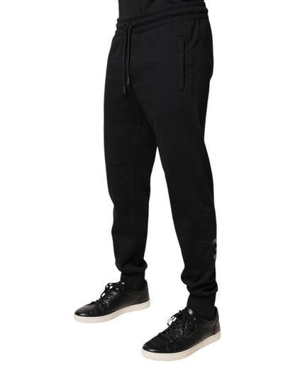 Dolce &amp; Gabbana svarta joggingbyxor i bomull