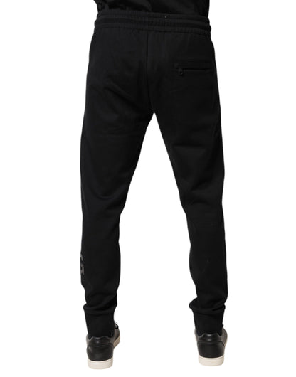 Dolce &amp; Gabbana svarta joggingbyxor i bomull