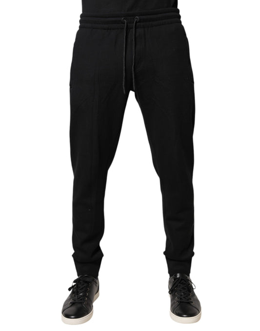 Dolce &amp; Gabbana svarta joggingbyxor i bomull