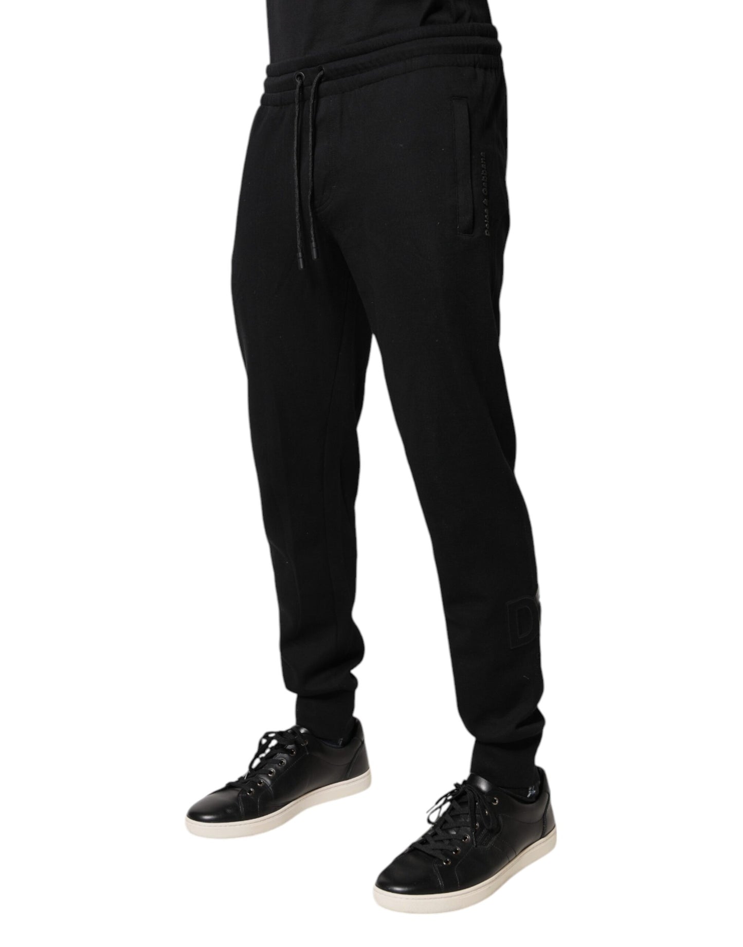 Dolce &amp; Gabbana svarta joggingbyxor i bomull