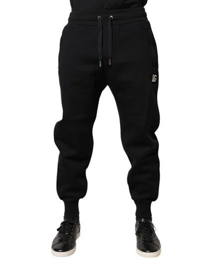 Dolce &amp; Gabbana Svarta Modal Jogger Joggingbyxor