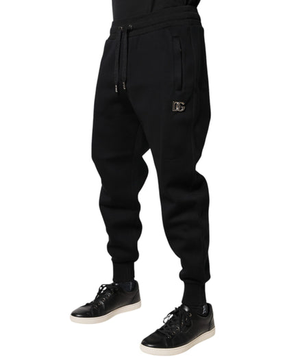 Dolce &amp; Gabbana Svarta Modal Jogger Joggingbyxor