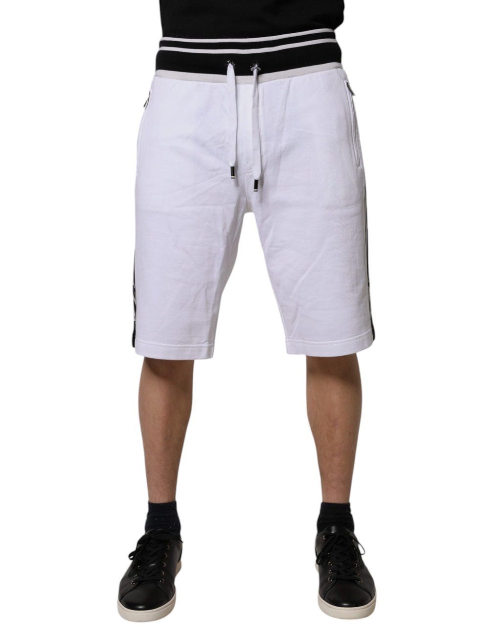Vita randiga bomulls-DG King-bermudashorts