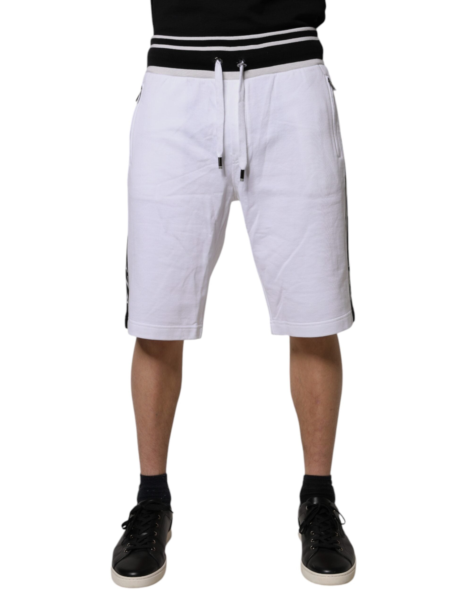 Vita randiga bomulls-DG King-bermudashorts