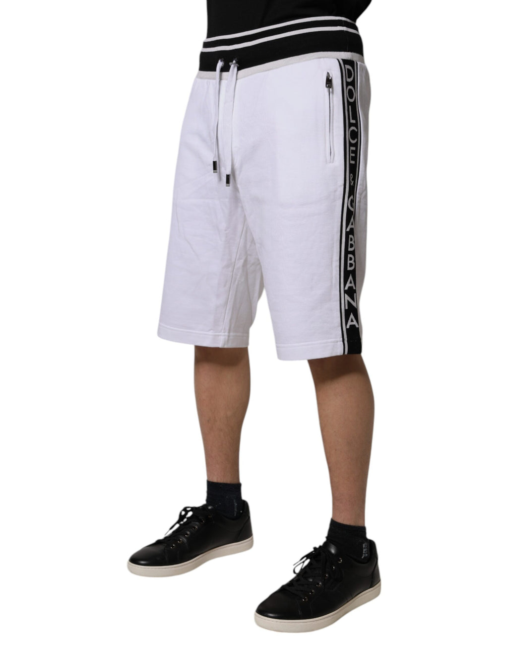 Vita randiga bomulls-DG King-bermudashorts