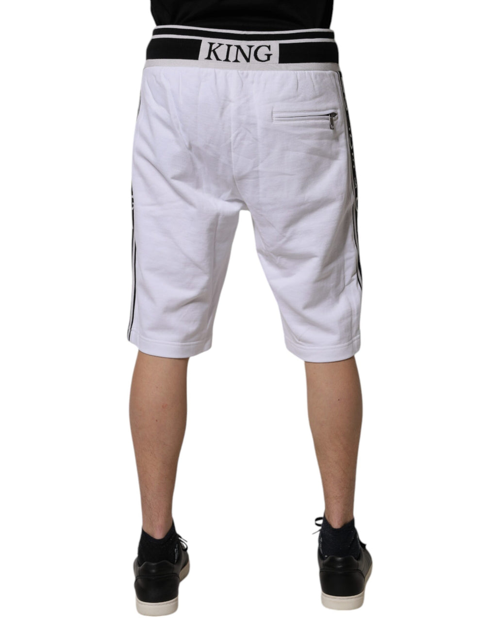 Vita randiga bomulls-DG King-bermudashorts