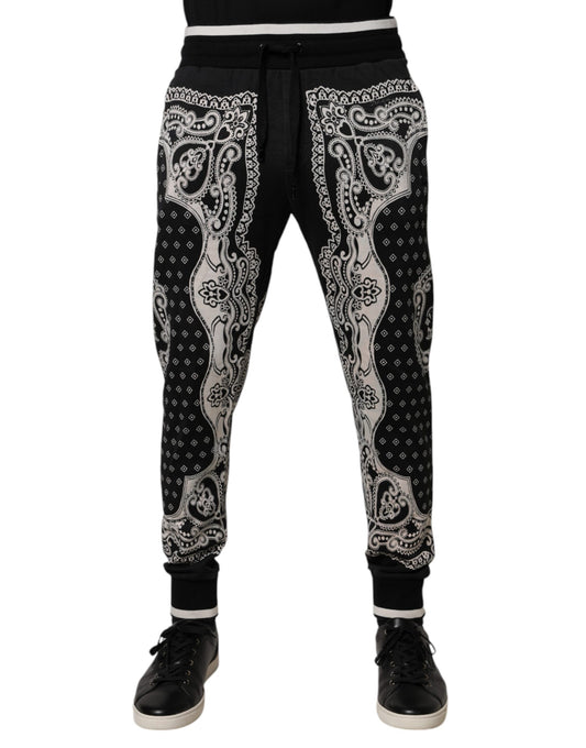 Dolce &amp; Gabbana Svarta Bandana Bomull Joggingbyxor