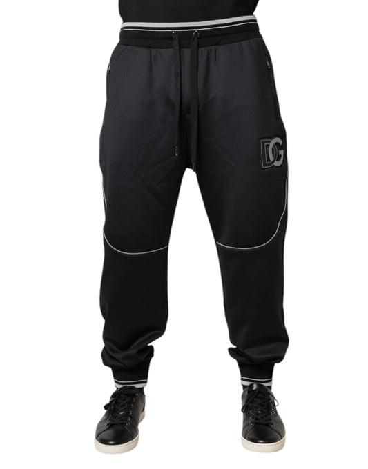 Dolce &amp; Gabbana svarta joggingbyxor i polyester med logotyp