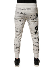 Dolce & Gabbana White Printed Cotton Jogger Sweatpants Pants