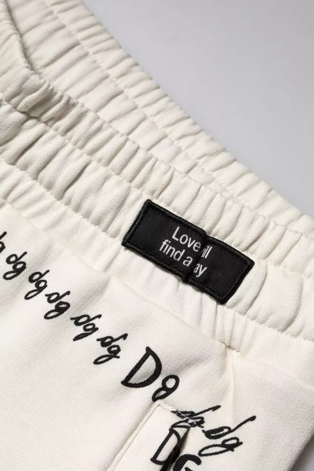 Dolce &amp; Gabbana Vita Mönstrade Joggerbyxor i Bomull