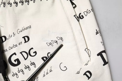 Dolce &amp; Gabbana Vita Mönstrade Joggerbyxor i Bomull