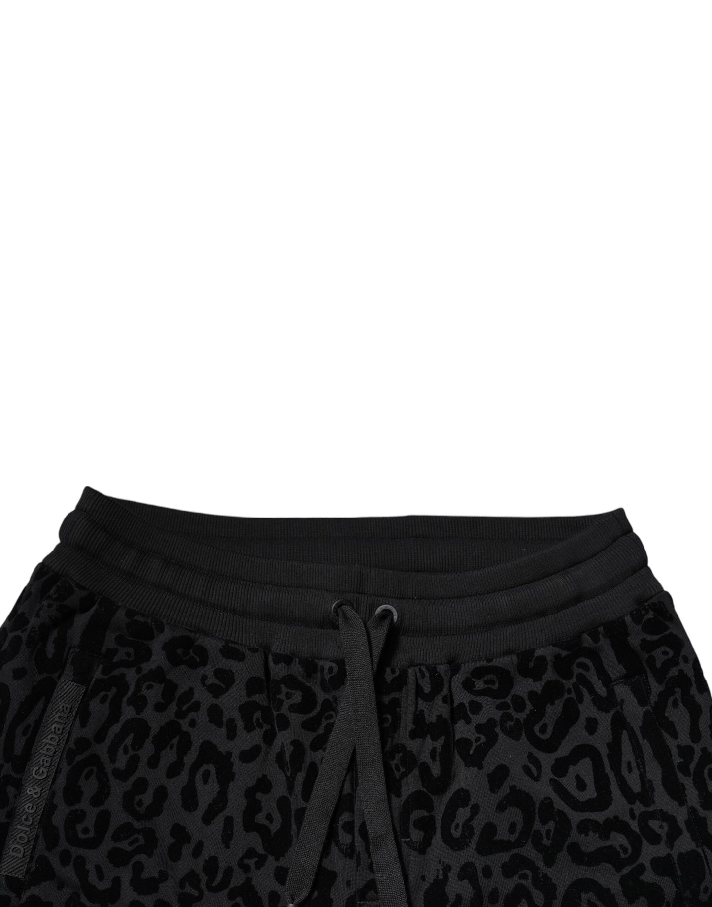 Dolce &amp; Gabbana Svarte Leopard Bomull Jogger Joggebukser Bukser