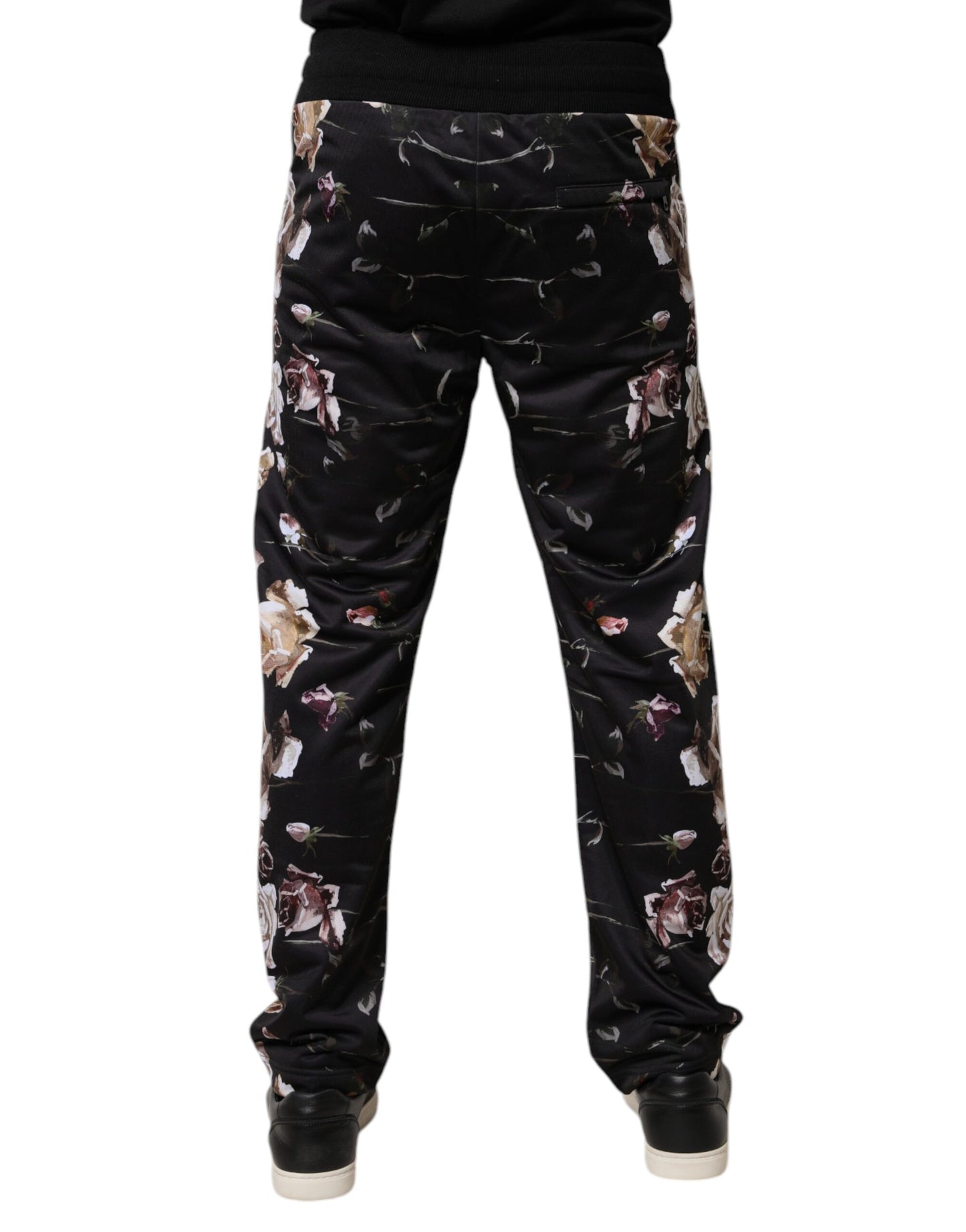 Dolce &amp; Gabbana Svarta Blommiga Joggingbyxor i Polyester