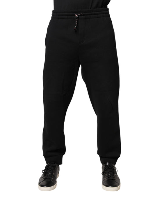 Dolce &amp; Gabbana Svarta Joggingbyxor i Bomull med Logotypmärke