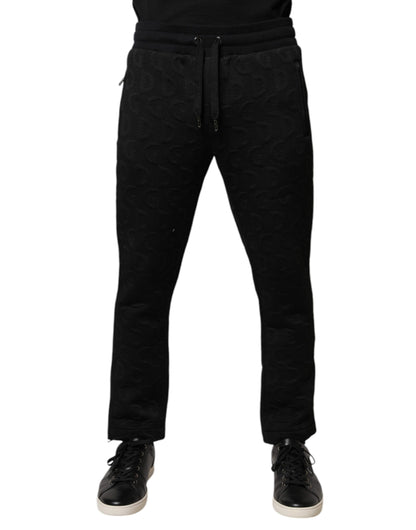 Dolce &amp; Gabbana Svarta Joggerbyxor med Logotyp och Monogram