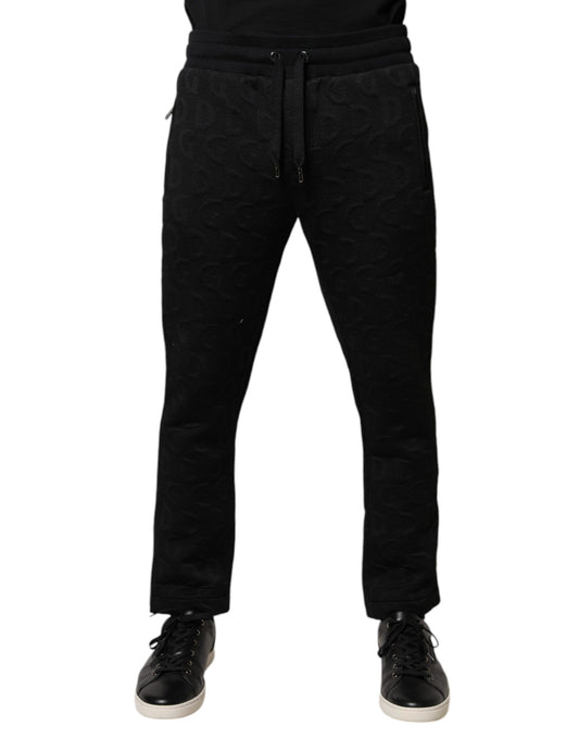Dolce &amp; Gabbana Svarta Joggerbyxor med Logotyp och Monogram