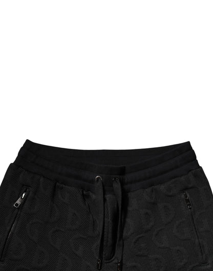 Dolce &amp; Gabbana Svarta Joggerbyxor med Logotyp och Monogram