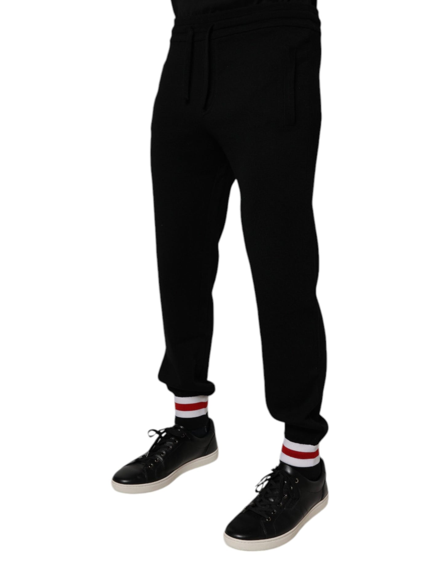 Dolce &amp; Gabbana svarte ullbukser med høy midje og joggebukser