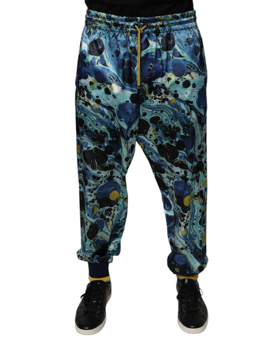 Dolce &amp; Gabbana Flerfärgade Marmortryck Jogger Herr Träningsbyxor Byxor