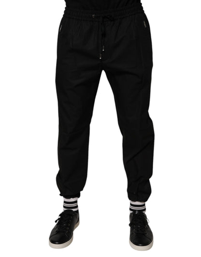 Dolce &amp; Gabbana Svarta Bomull Herr Jogger Träningsbyxor Byxor