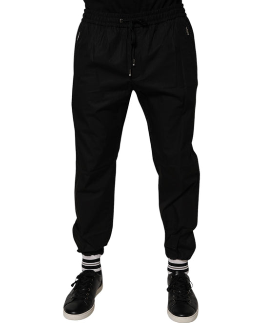 Dolce &amp; Gabbana Svarta Bomull Herr Jogger Träningsbyxor Byxor