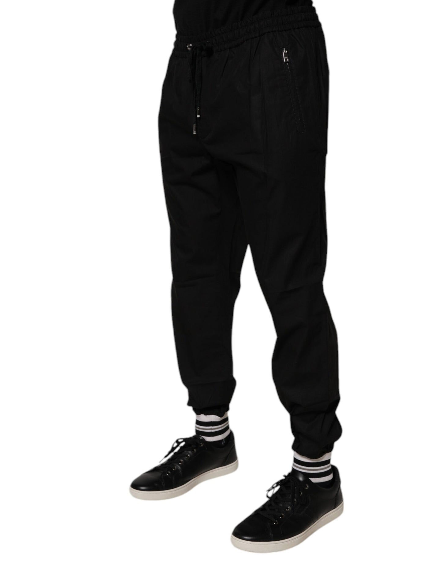 Dolce &amp; Gabbana Svarta Bomull Herr Jogger Träningsbyxor Byxor