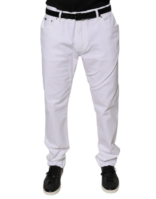 Dolce &amp; Gabbana Vita Bomullsstretchiga Skinny Denimjeans Herr