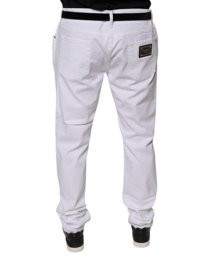 Dolce &amp; Gabbana Hvite Bomullsstretch Skinny Herre Denim Jeans