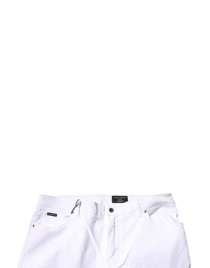 Dolce &amp; Gabbana Hvite Bomullsstretch Skinny Herre Denim Jeans