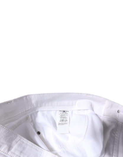 Dolce &amp; Gabbana Hvite Bomullsstretch Skinny Herre Denim Jeans
