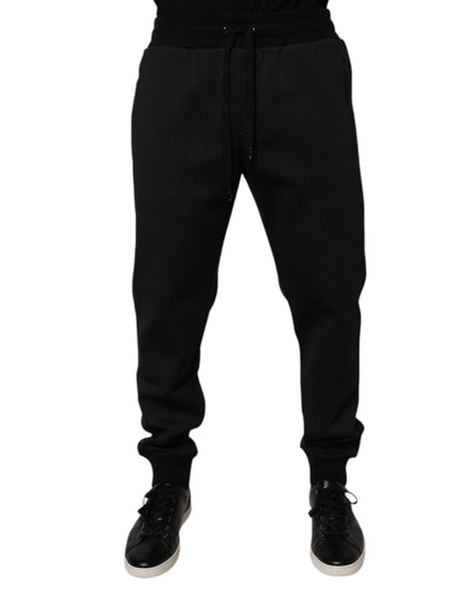Dolce &amp; Gabbana Svarte Polyester Herre Jogger Joggebukser Bukser