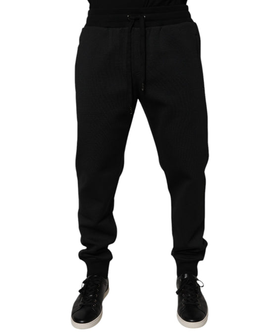 Dolce &amp; Gabbana Svarta Polyester Herr Jogger Träningsbyxor Byxor