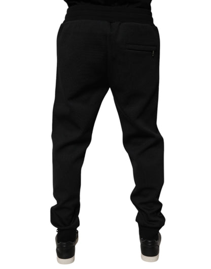 Dolce &amp; Gabbana Svarte Polyester Herre Jogger Joggebukser Bukser