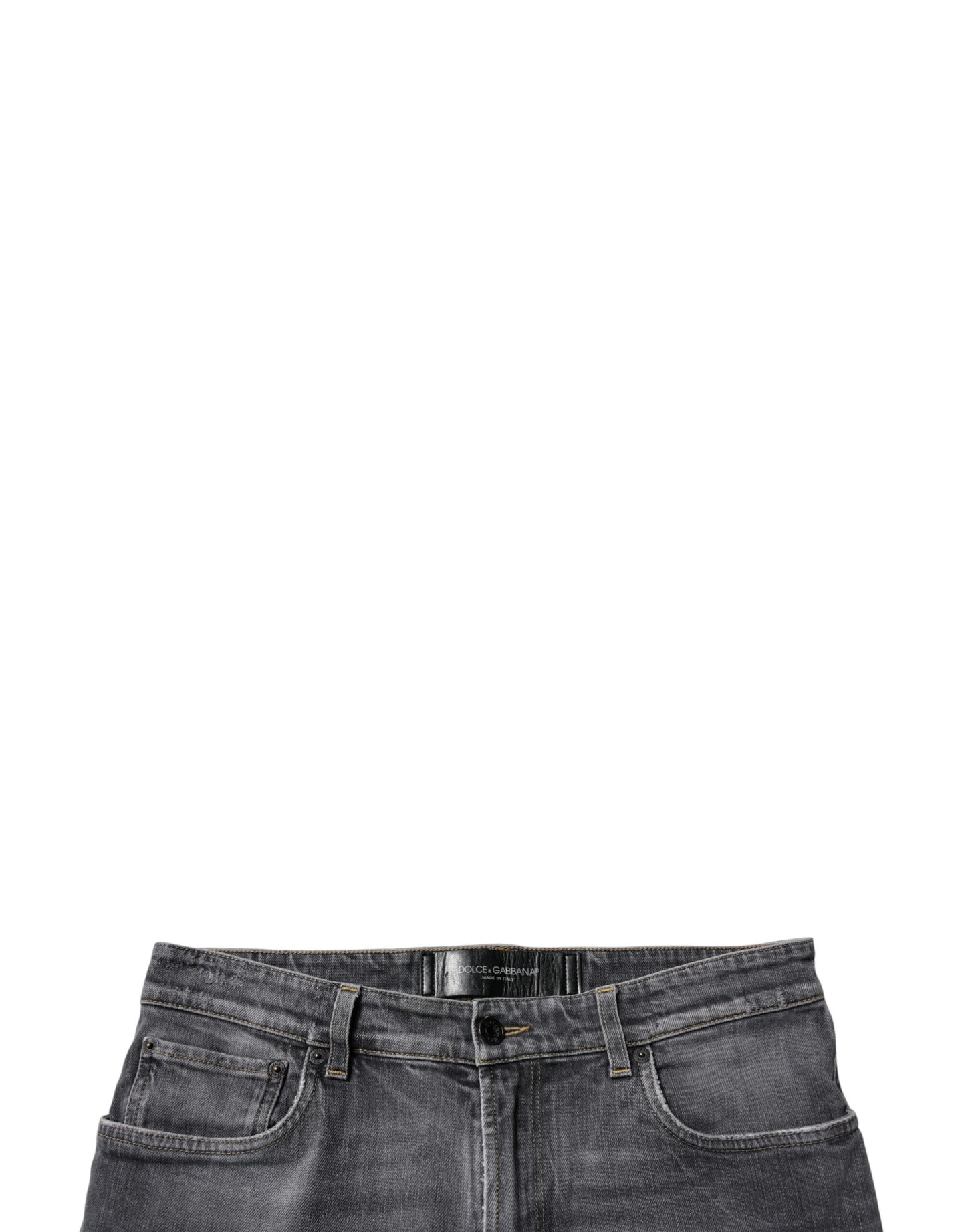 Dolce &amp; Gabbana Mörkgrå Tvättade Bomulls Skinny Herrjeans