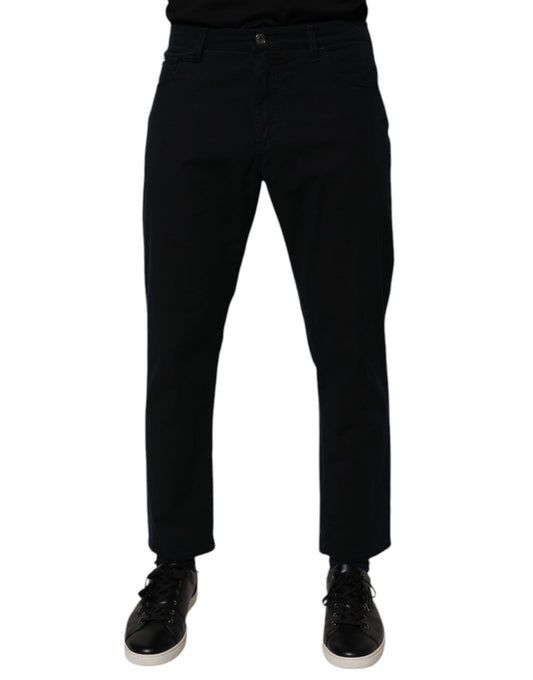 Dolce &amp; Gabbana Mörkblå Bomullsstretchiga Lösa Herrjeans