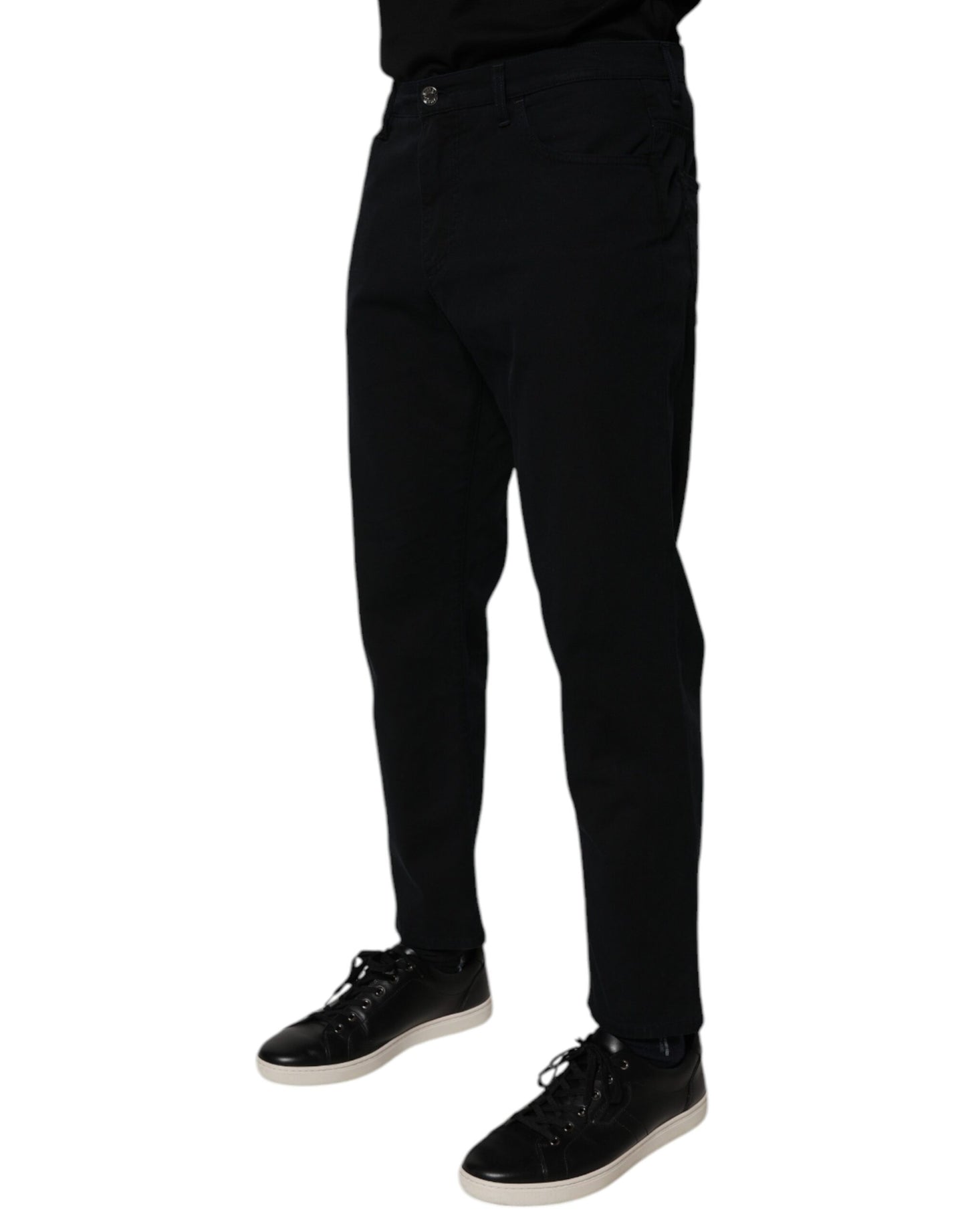 Dolce &amp; Gabbana Mörkblå Bomullsstretchiga Lösa Herrjeans