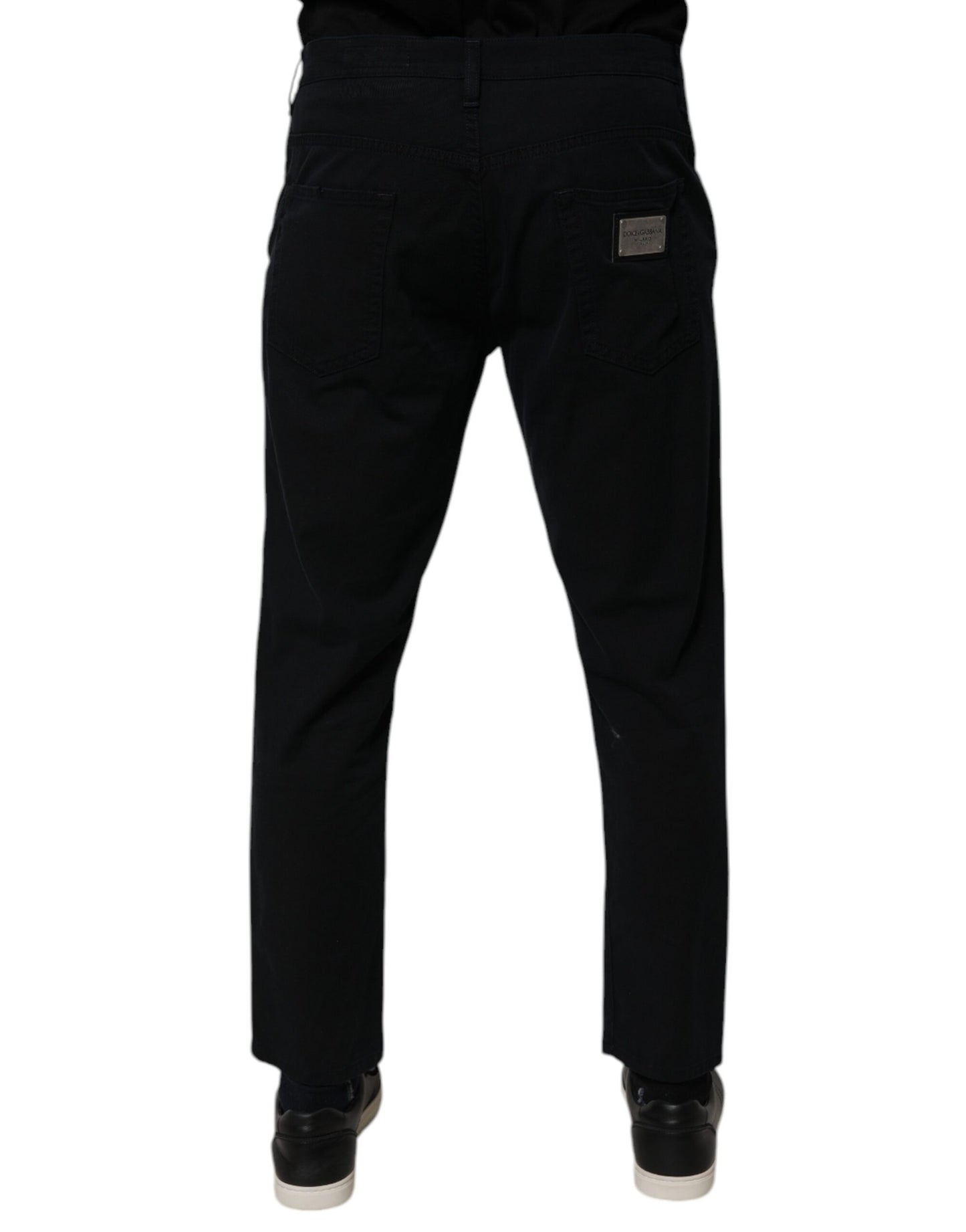 Dolce &amp; Gabbana Mörkblå Bomullsstretchiga Lösa Herrjeans