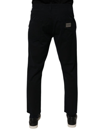 Dolce &amp; Gabbana Mörkblå Bomullsstretchiga Lösa Herrjeans