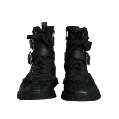 Dolce & Gabbana Black Nylon Lace-Up Boots
